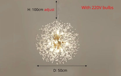 Modern Dandelion Crystal Pendant Light