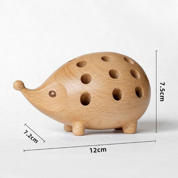 Wooden Hedgehog Pen Holder