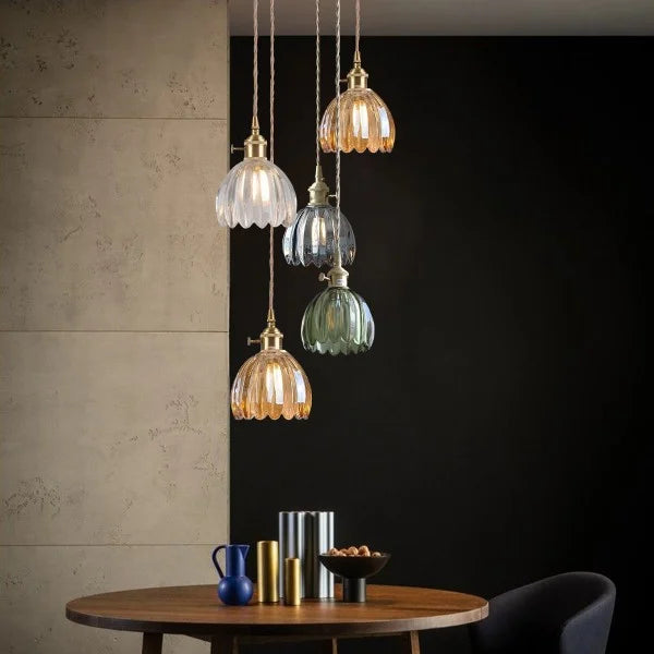 Japanese Retro Glass Flower Pendant Light lamp