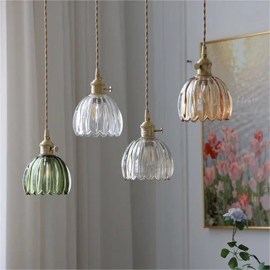 Japanese Retro Glass Flower Pendant Light lamp