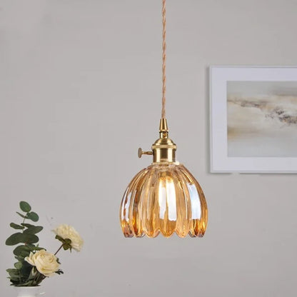 Japanese Retro Glass Flower Pendant Light lamp