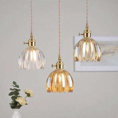 Japanese Retro Glass Flower Pendant Light lamp