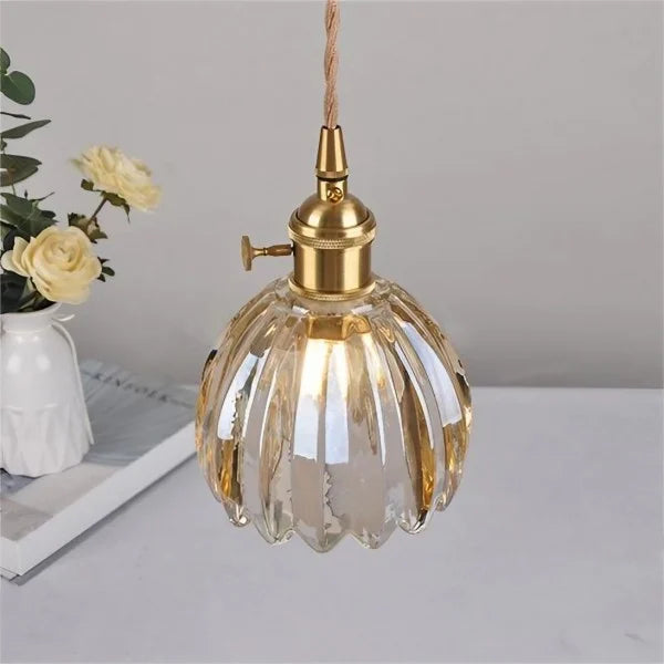 Japanese Retro Glass Flower Pendant Light lamp