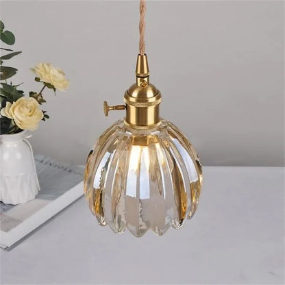 Japanese Retro Glass Flower Pendant Light lamp