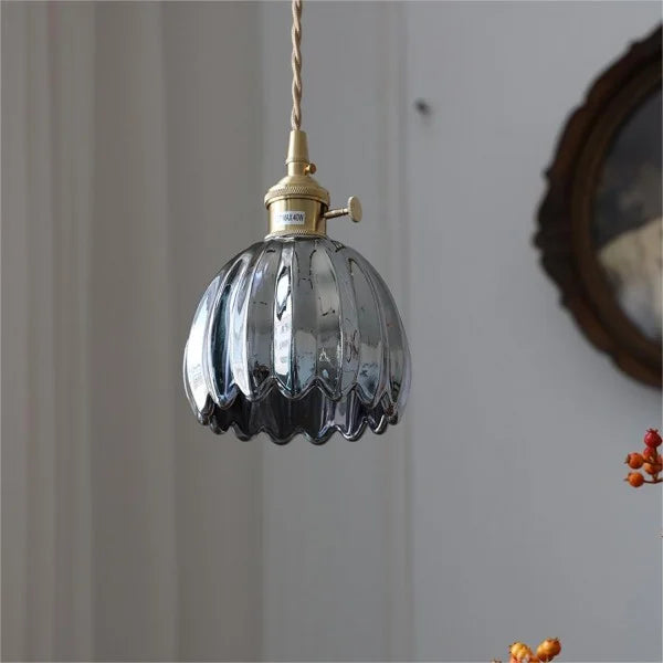 Japanese Retro Glass Flower Pendant Light lamp