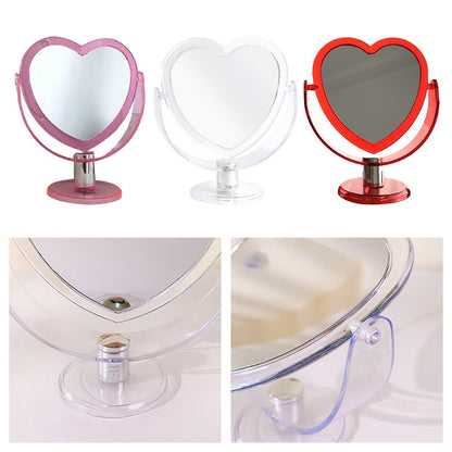 Korean Style Heart Shaped Double Sided Cosmetic Mirror