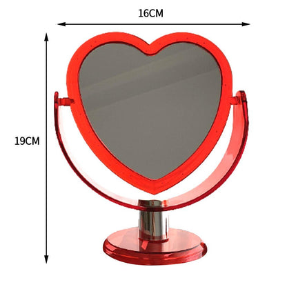 Korean Style Heart Shaped Double Sided Cosmetic Mirror