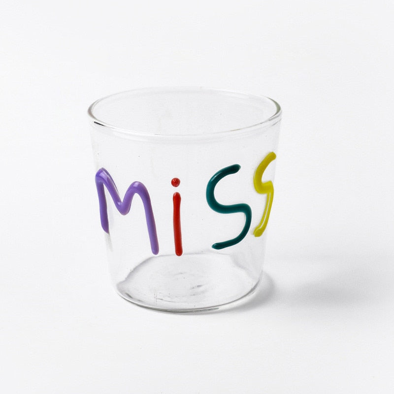 Miss Love Graphic Glass Drinking Cup