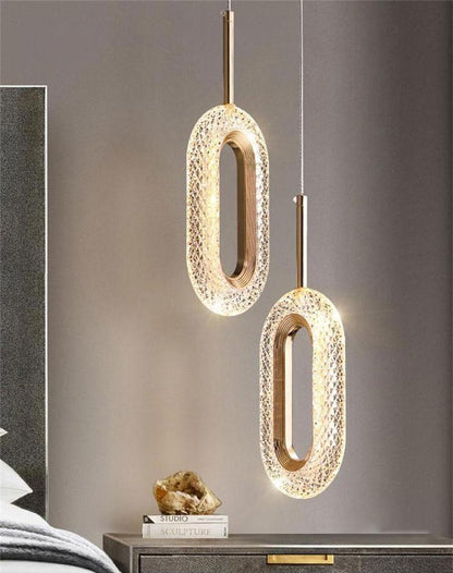 Luxurious Diamond Ring Gold Pendant Light - Crystal-Inspired Modern Lighting Fixture