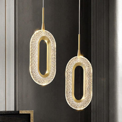 Luxurious Diamond Ring Gold Pendant Light - Crystal-Inspired Modern Lighting Fixture