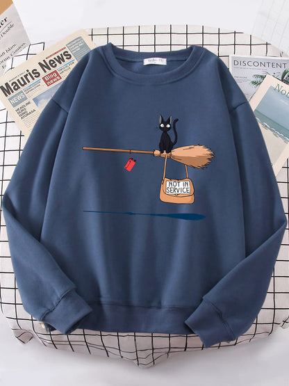 Broom Flying Black Cat Sweatshirt