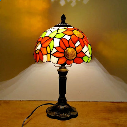 Baroque Retro LED Table Lamp E27 - Vintage Tiffany Glass