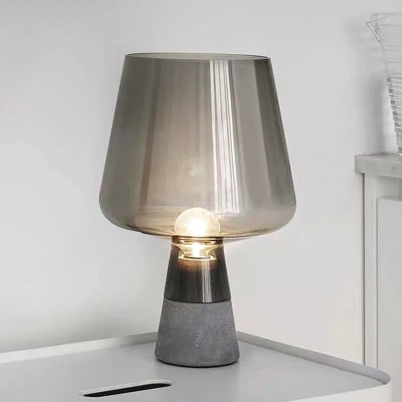 Leimu Table Lamp - Amber Glass and Cement Base