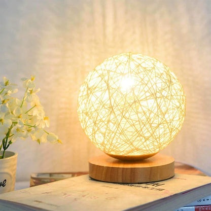 Rattan LED Table Lamp - Dimmable and Handmade for Night Ambiance