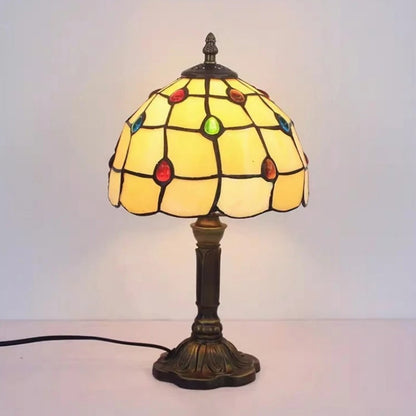 Retro Baroque LED Table Lamp E27 - Vintage Tiffany Glass