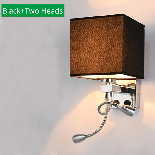 Modern Indoor LED Hotel Bedroom Wall Sconce Lamp w/ USB Charging