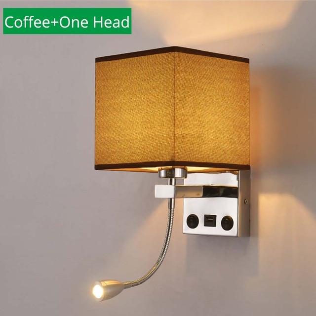 Modern Indoor LED Hotel Bedroom Wall Sconce Lamp w/ USB Charging