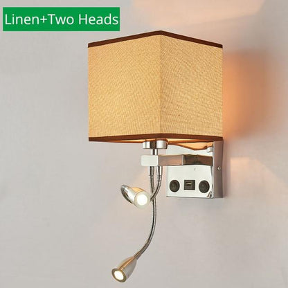 Modern Indoor LED Hotel Bedroom Wall Sconce Lamp w/ USB Charging