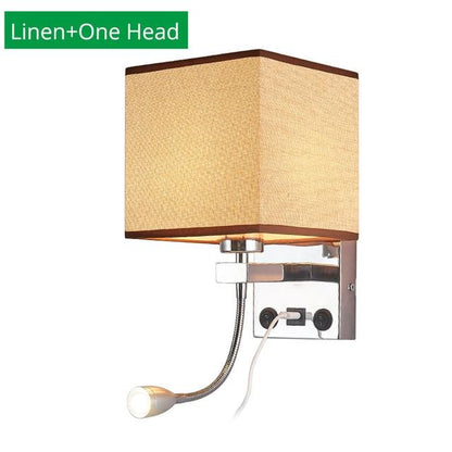 Modern Indoor LED Hotel Bedroom Wall Sconce Lamp w/ USB Charging