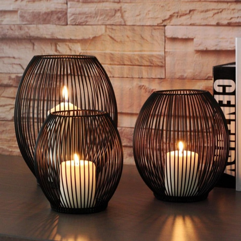 Miravique Metal Basket Candle Holders