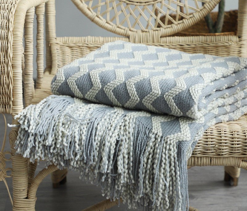 Nordic Two-Tone Knitted Blanket