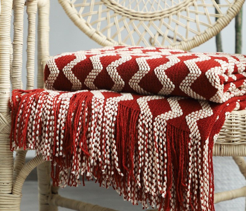 Nordic Two-Tone Knitted Blanket