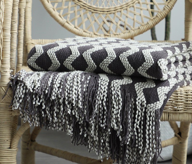 Nordic Two-Tone Knitted Blanket