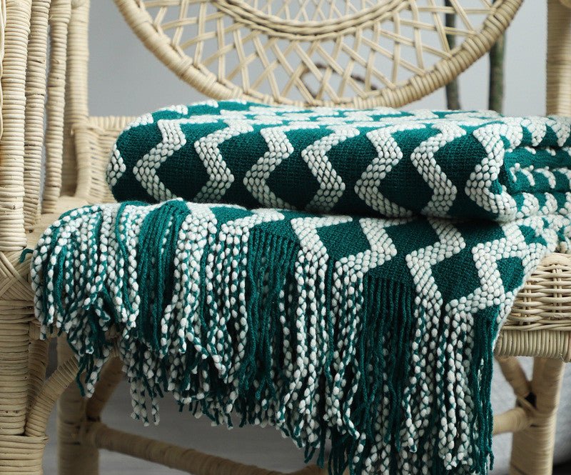 Nordic Two-Tone Knitted Blanket