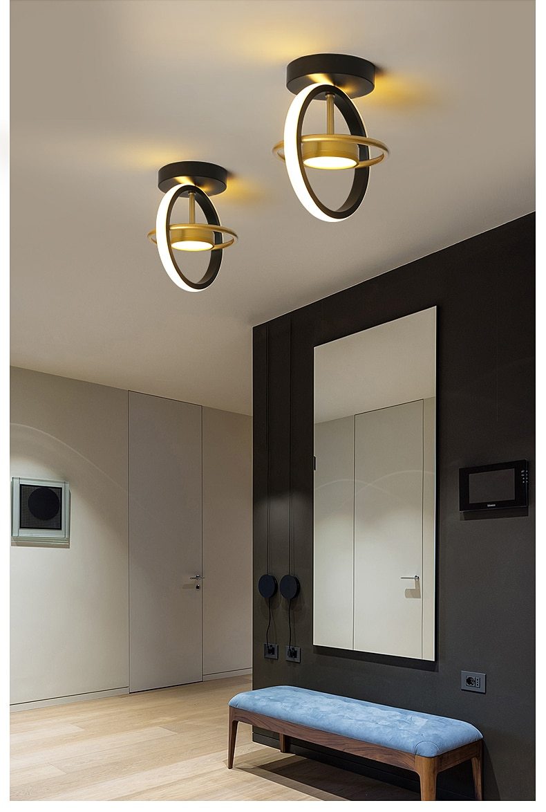 Orbital Modern Luxury Ceiling Hallway Corridor Black White and Gold Light