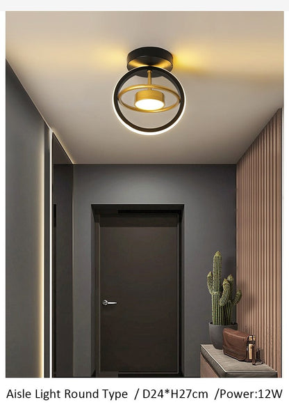 Orbital Modern Luxury Ceiling Hallway Corridor Black White and Gold Light