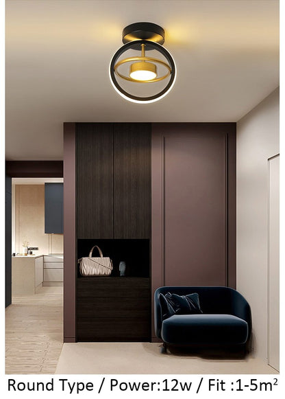 Orbital Modern Luxury Ceiling Hallway Corridor Black White and Gold Light