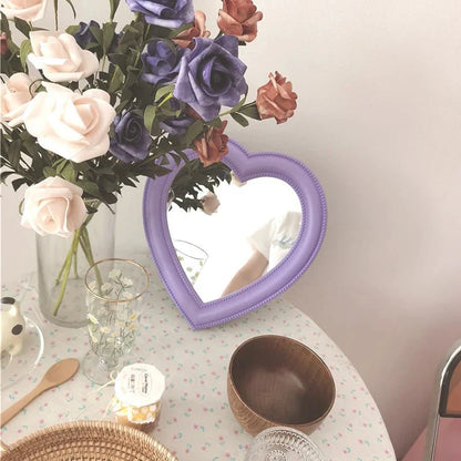 Pastel Heart Shape Cosmetic Mirror