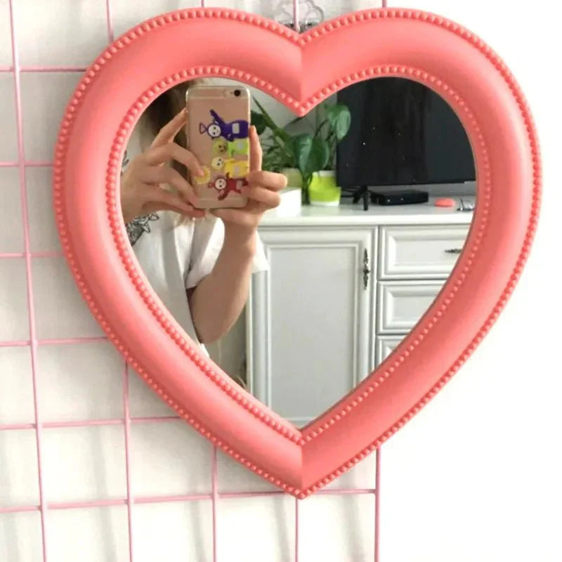 Pastel Heart Shape Cosmetic Mirror