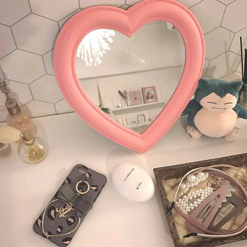 Pastel Heart Shape Cosmetic Mirror