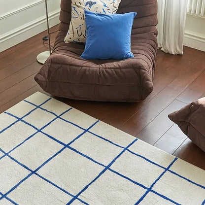 Plush Checked Pattern Living Room Rug