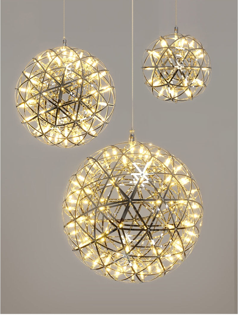 Orbital LED Hanging Pendant Lamp – Modern Stainless Steel Light Fixture with LED Bulbs