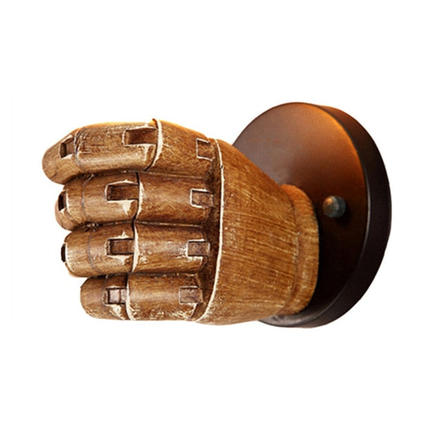 7.5X11cm Creative Wooden Fist Wall Lamp