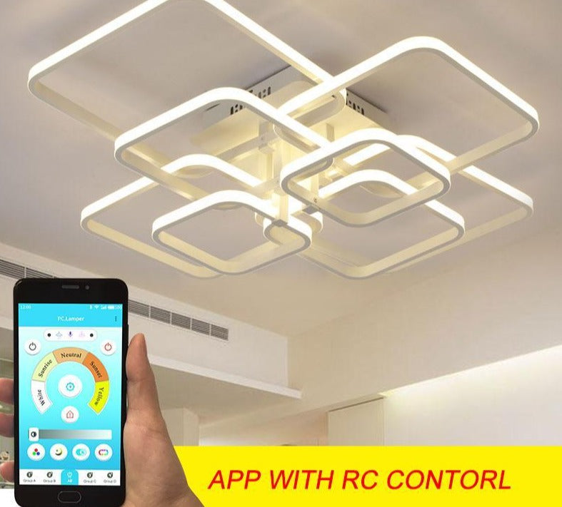 Modern LED Chandelier Lighting - Dimmable App-Controlled & Remote-Controlled Chandelier for Contemporary Homes