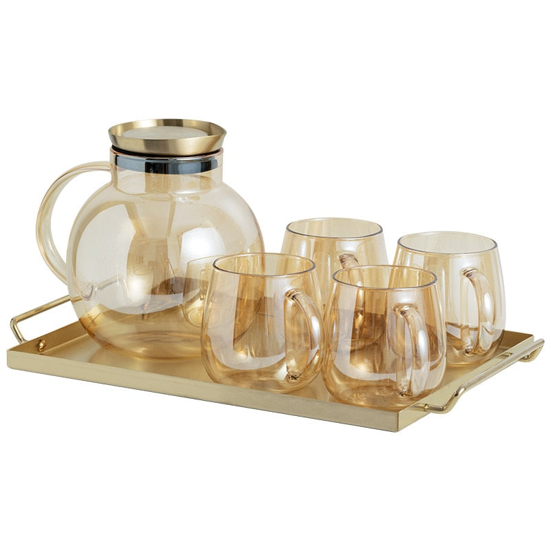 Champagne Gold Glass Teapot Set