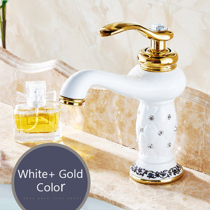 Basin Brass with Diamond & Gold Bathroom Faucet