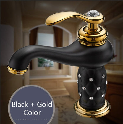 Basin Brass with Diamond & Gold Bathroom Faucet