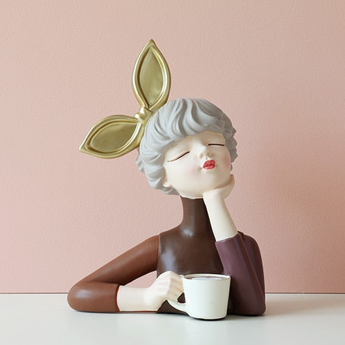 Mischievous Girl Figurine Sculpture