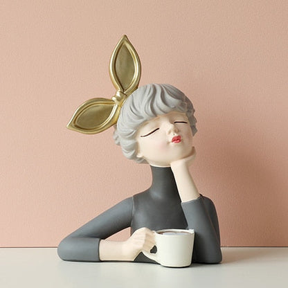 Mischievous Girl Figurine Sculpture