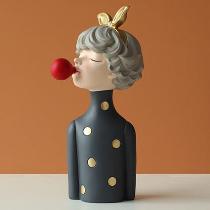 Mischievous Girl Figurine Sculpture