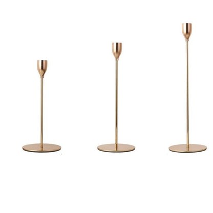 Miravique French Gold Taper Candle Holder Trio Set