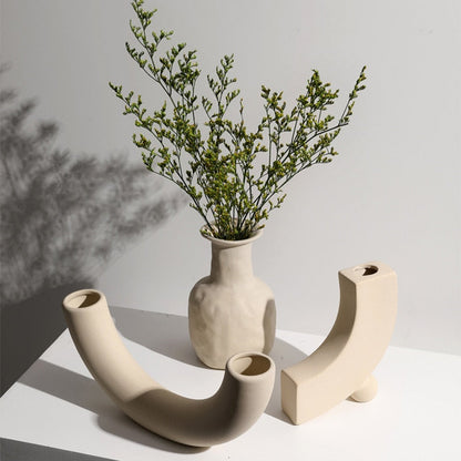 Modern Minimalist Ceramic Vases and Candle Holders