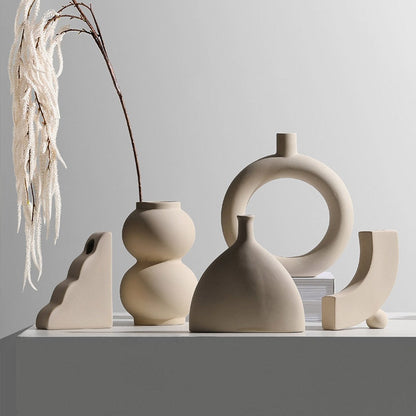 Modern Minimalist Ceramic Vases and Candle Holders