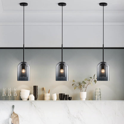 Mica Mid-Century Double Glass Hanging Pendant Lights