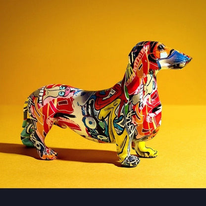 Colorful Dachshund Dog Figurine