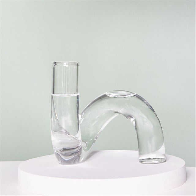 Color Glass Twisted Candlestick Holder